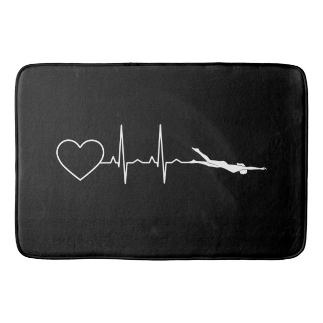 Swim - Swimming Heartbeat Bath Mat (Front)