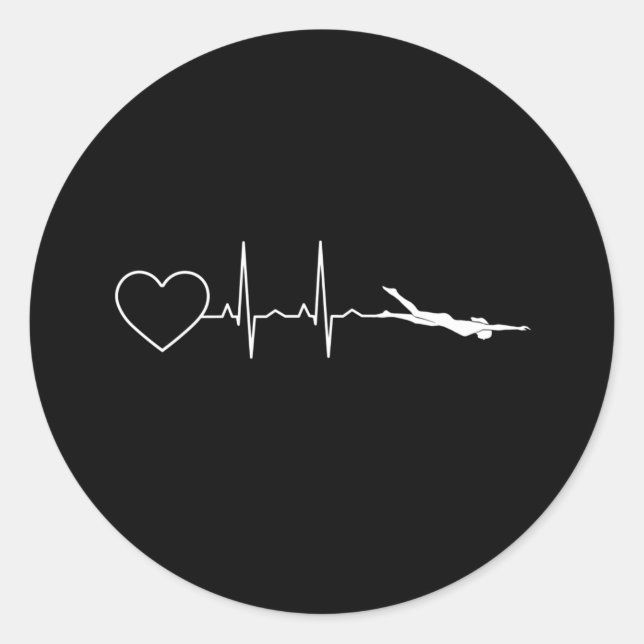 Swim - Swimming Heartbeat Classic Round Sticker (Front)
