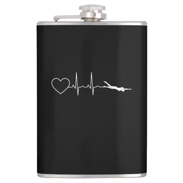 Swim - Swimming Heartbeat Hip Flask (Front)