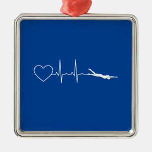 Swim - Swimming Heartbeat Metal Ornament