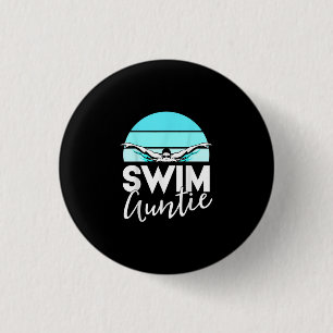 Swim Team Aunt Auntie Nephew Swimming Swimmer Gift 3 Cm Round Badge