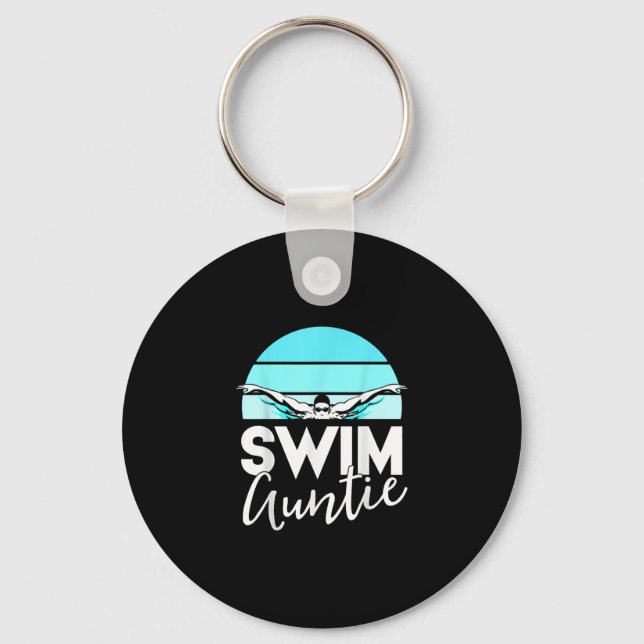 Swim Team Aunt Auntie Nephew Swimming Swimmer Gift Key Ring (Front)