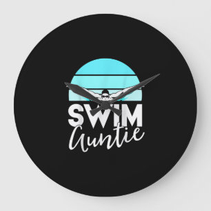 Swim Team Aunt Auntie Nephew Swimming Swimmer Gift Large Clock