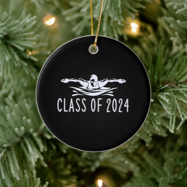 Swim Team Class Of 2024 Swimmer Swimming Ceramic Ornament (Tree)