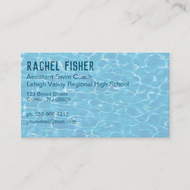 Swim Team Coach Swimming Lessons Pool Cleaner Business Card (Front)