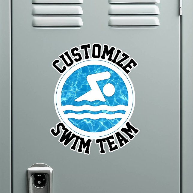 Swim Team Custom Team Name Swimming and Diving (Personalized swimming and diving sticker on swim team locker)