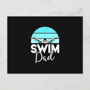 Swim Team  Dad Far School Swimming Meet Swimmer Announcement Postcard