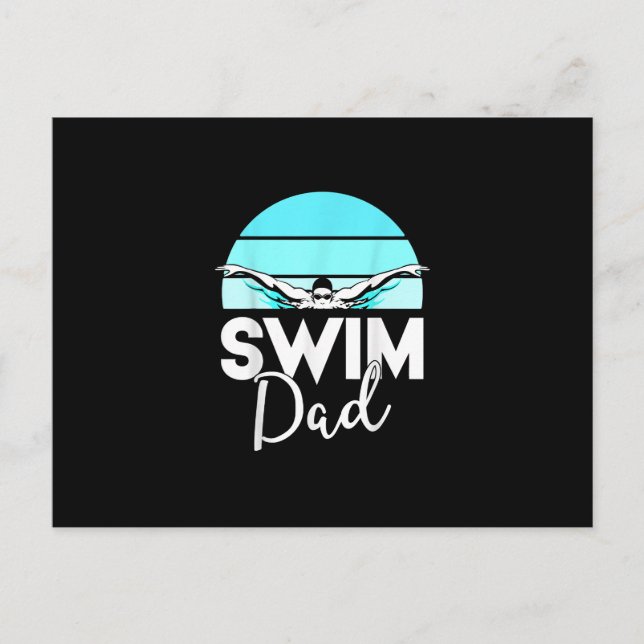 Swim Team  Dad Far School Swimming Meet Swimmer Announcement Postcard (Front)