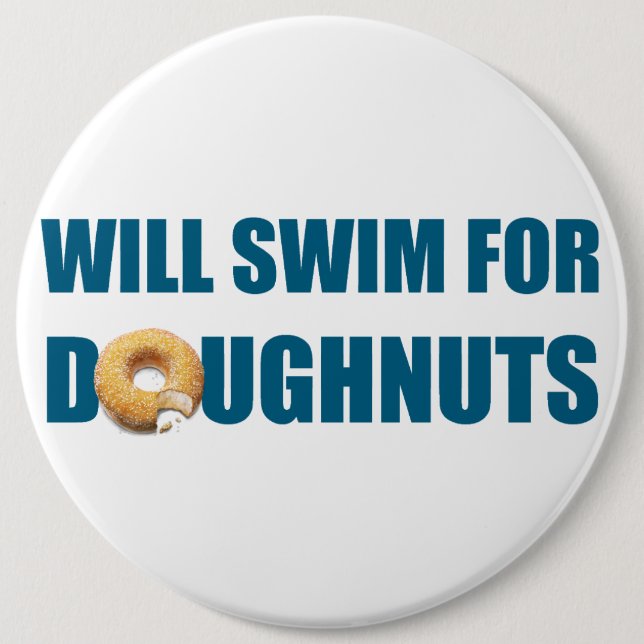 Swim team gift, funny, swimming doughnuts 6 cm round badge (Front)
