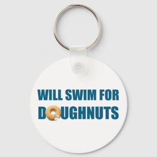 Swim team gift funny, swimming for doughnuts key ring