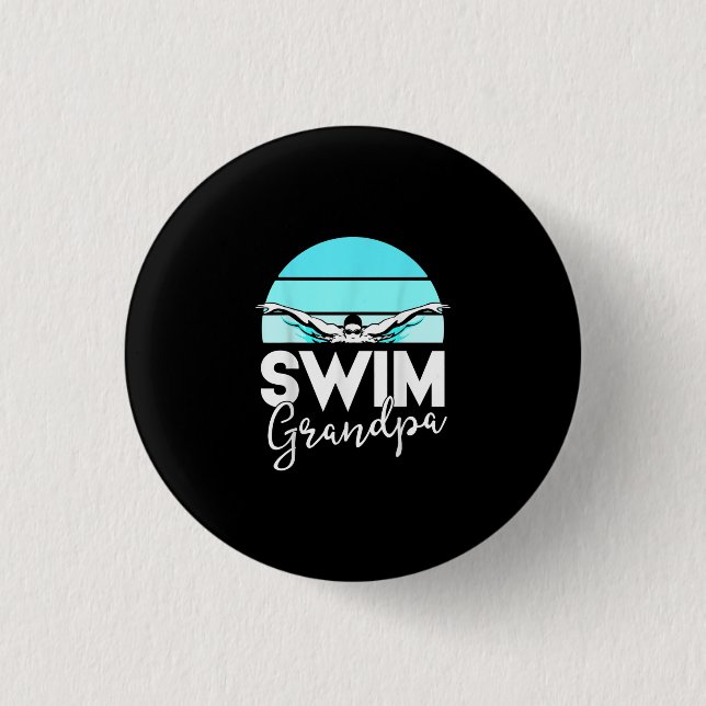 Swim Team  Grandpa Papa Swimming Meet Swimmer Gift 3 Cm Round Badge (Front)