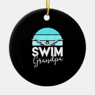 Swim Team Grandpa Papa Swimming Meet Swimmer Gift Ceramic Ornament