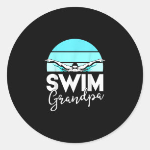 Swim Team  Grandpa Papa Swimming Meet Swimmer Gift Classic Round Sticker