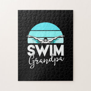 Swim Team  Grandpa Papa Swimming Meet Swimmer Gift Jigsaw Puzzle