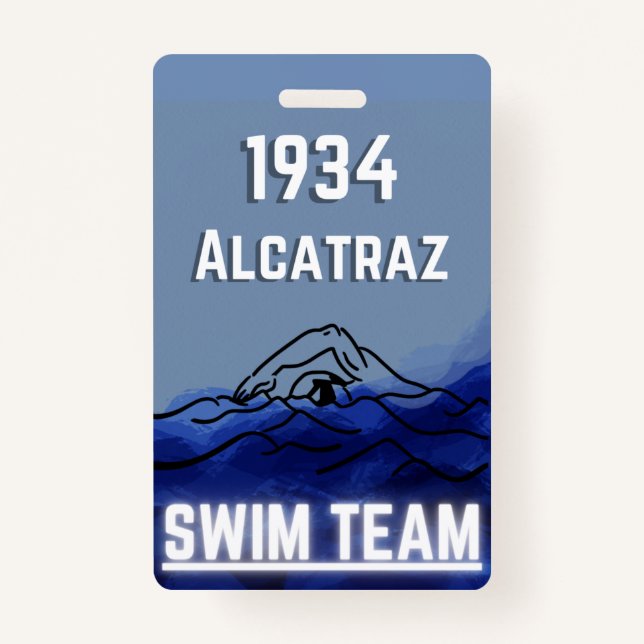 Swim Team Novelty Badge ID Badge (Front)