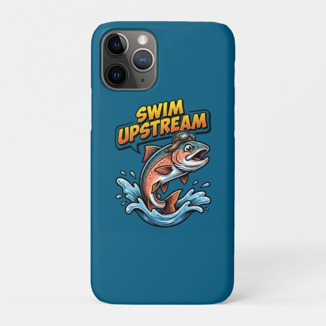 Swim Upstream Salmon Motivational Case-Mate iPhone Case (Back)