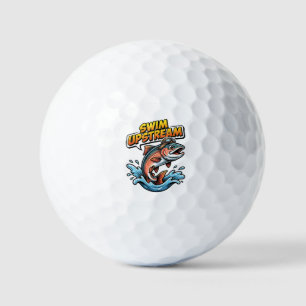 Swim Upstream Salmon Motivational Golf Balls