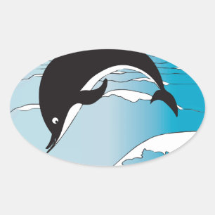 Swim With Dolphins Oval Sticker