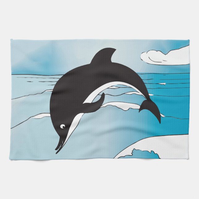 Swim With Dolphins Tea Towel (Horizontal)