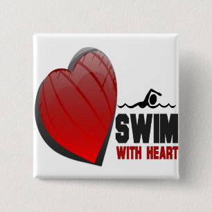 SWIM WITH HEART 15 CM SQUARE BADGE