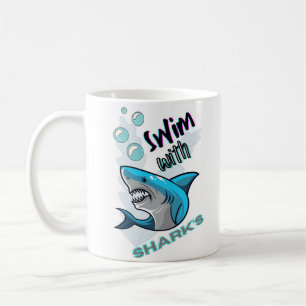 swim with sharks coffee mug