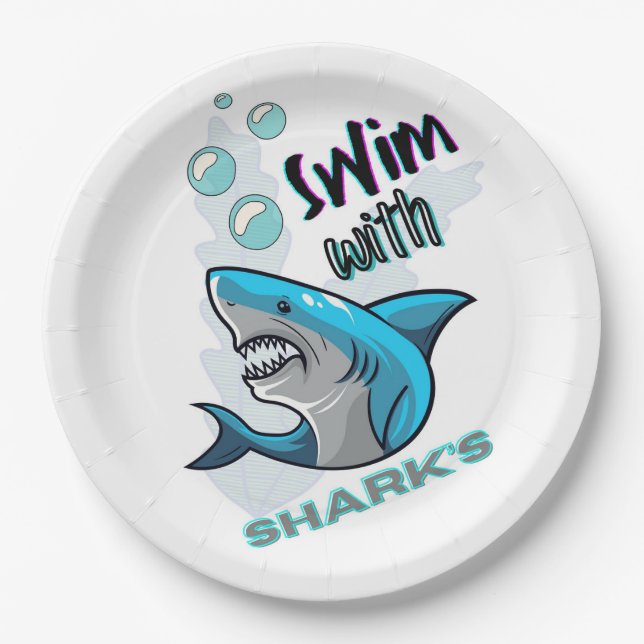swim with sharks paper plate (Front)