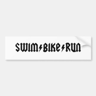 swimbikerun acdc letters bumper sticker