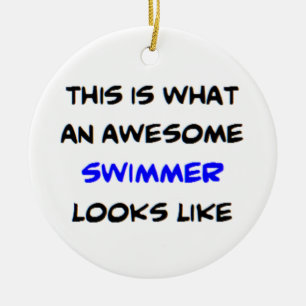 swimmer, awesome ceramic ornament
