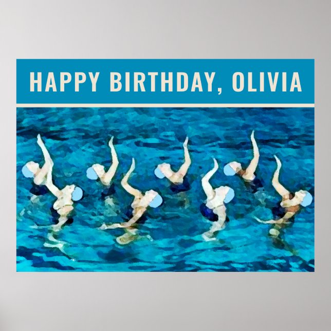 Swimmer Birthday Swimming Party Poster (Front)