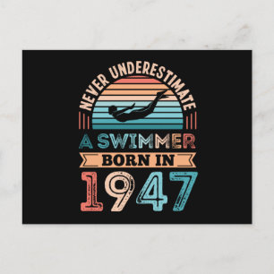Swimmer born in 1947 80th Birthday Swimming Gift Postcard