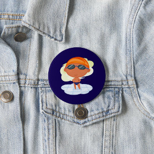 Swimmer Boy in Goggles and Swim Cap 7.5 Cm Round Badge