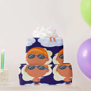 Swimmer Boy in Goggles and Swim Cap Wrapping Paper