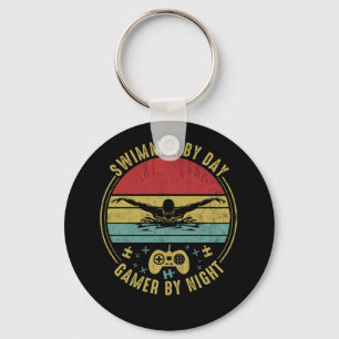 Swimmer By Day Gamer By Night Swimming Key Ring