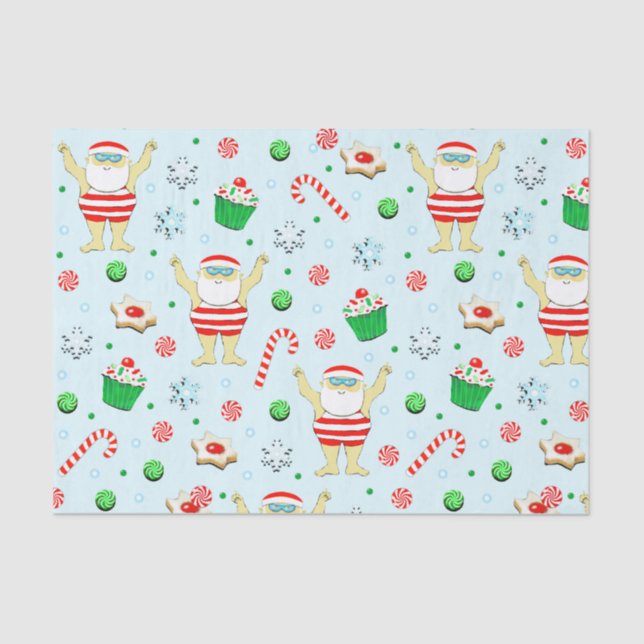 Swimmer Christmas Holiday Tissue Paper (Front)
