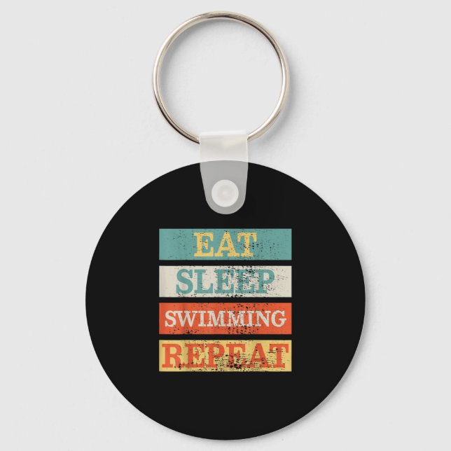 Swimmer Eat Sleep Swimming Repeat Funny Key Ring (Front)