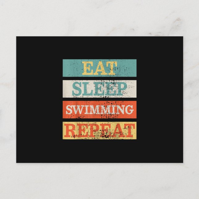 Swimmer Eat Sleep Swimming Repeat Funny Postcard (Front)