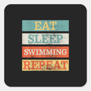 Swimmer Eat Sleep Swimming Repeat Funny Square Sticker