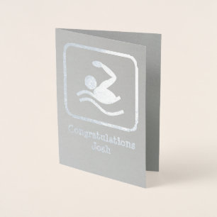 Swimmer in Silver - Upload a Photo and Customise Foil Card