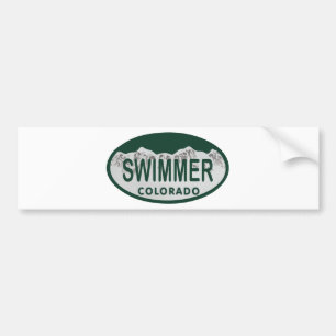 Swimmer license oval bumper sticker