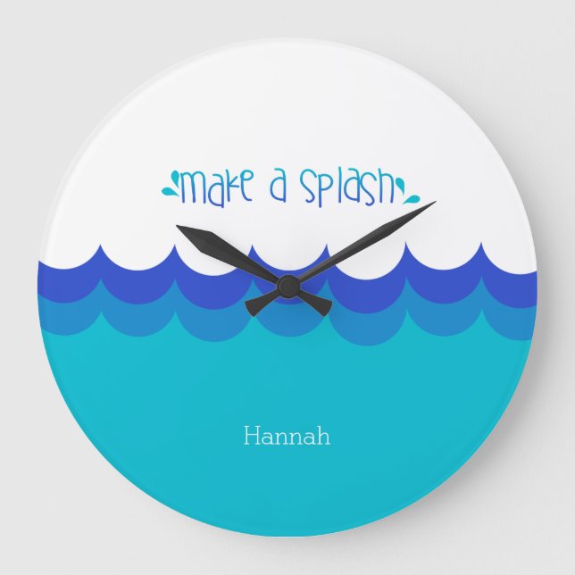 Swimmer Make a Splash Large Clock (Front)