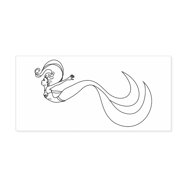 Swimmer Ocean Mermaid Rubber Stamp (Imprint)