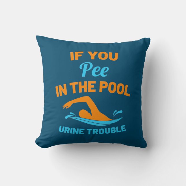 Swimmer Pee In The Pool Cushion (Front)