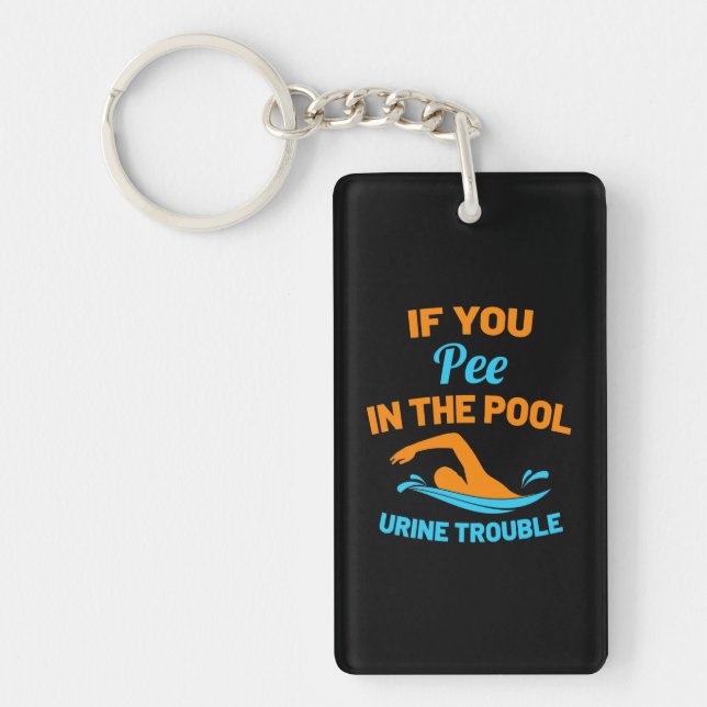 Swimmer Pee In The Pool Key Ring (Front)