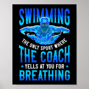 Swimmer Swim Breathing Butterfly Swimming Coach Poster