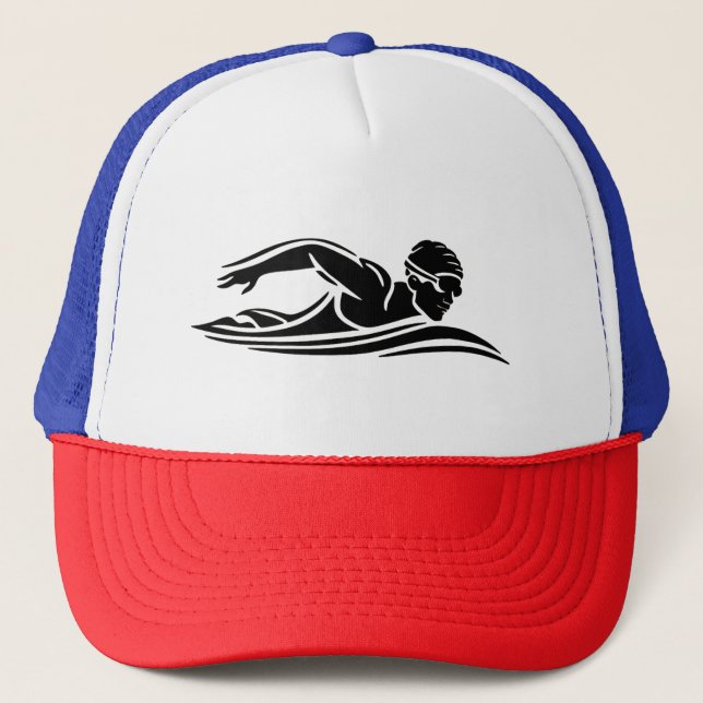 swimmer ,Swim Coach Swimming Pool Trucker Hat (Front)