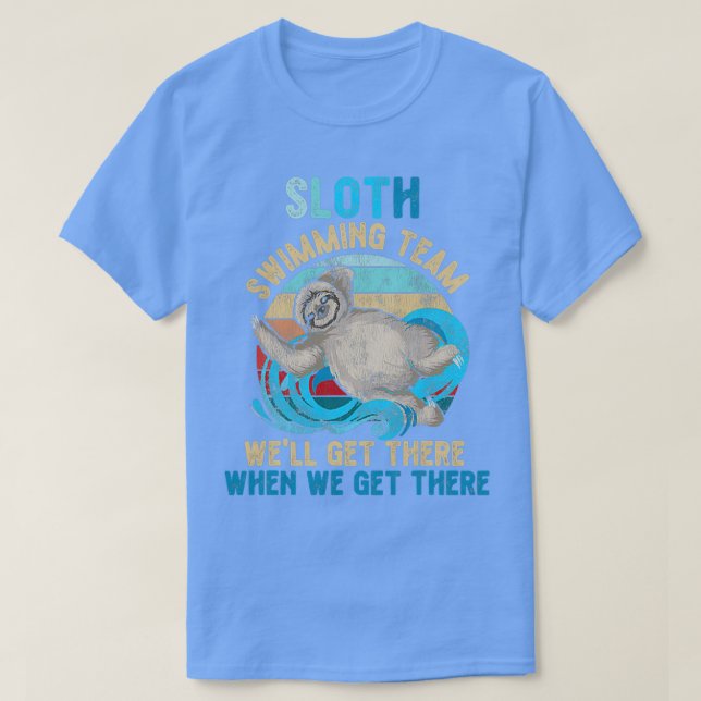 Swimmer Swim Sloth Swimming Team Retro T-Shirt (Design Front)
