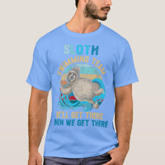 Swimmer Swim Sloth Swimming Team Retro T-Shirt