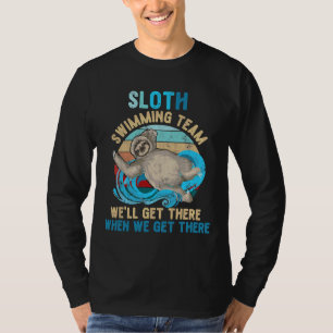Swimmer Swim Sloth Swimming Team Retro T-Shirt