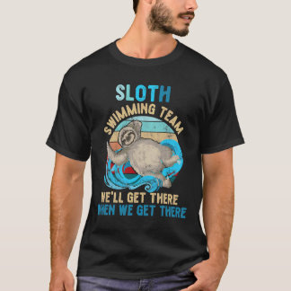 Swimmer Swim Sloth Swimming Team Retro T-Shirt