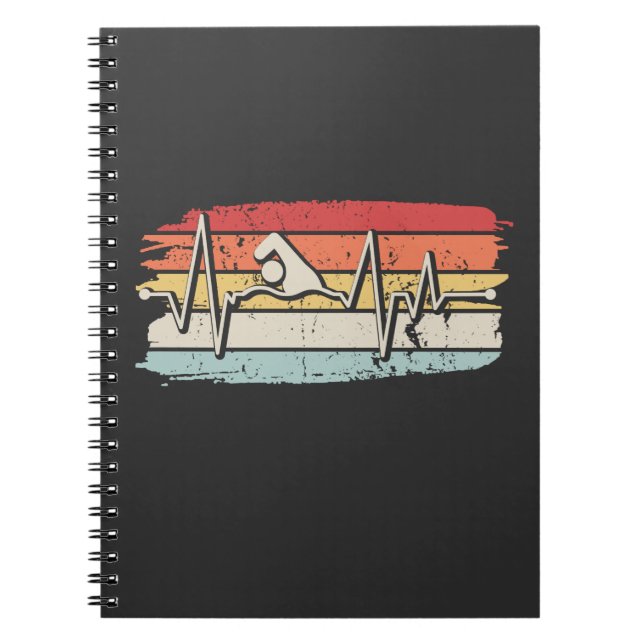 Swimmer Swimming Retro Notebook (Front)